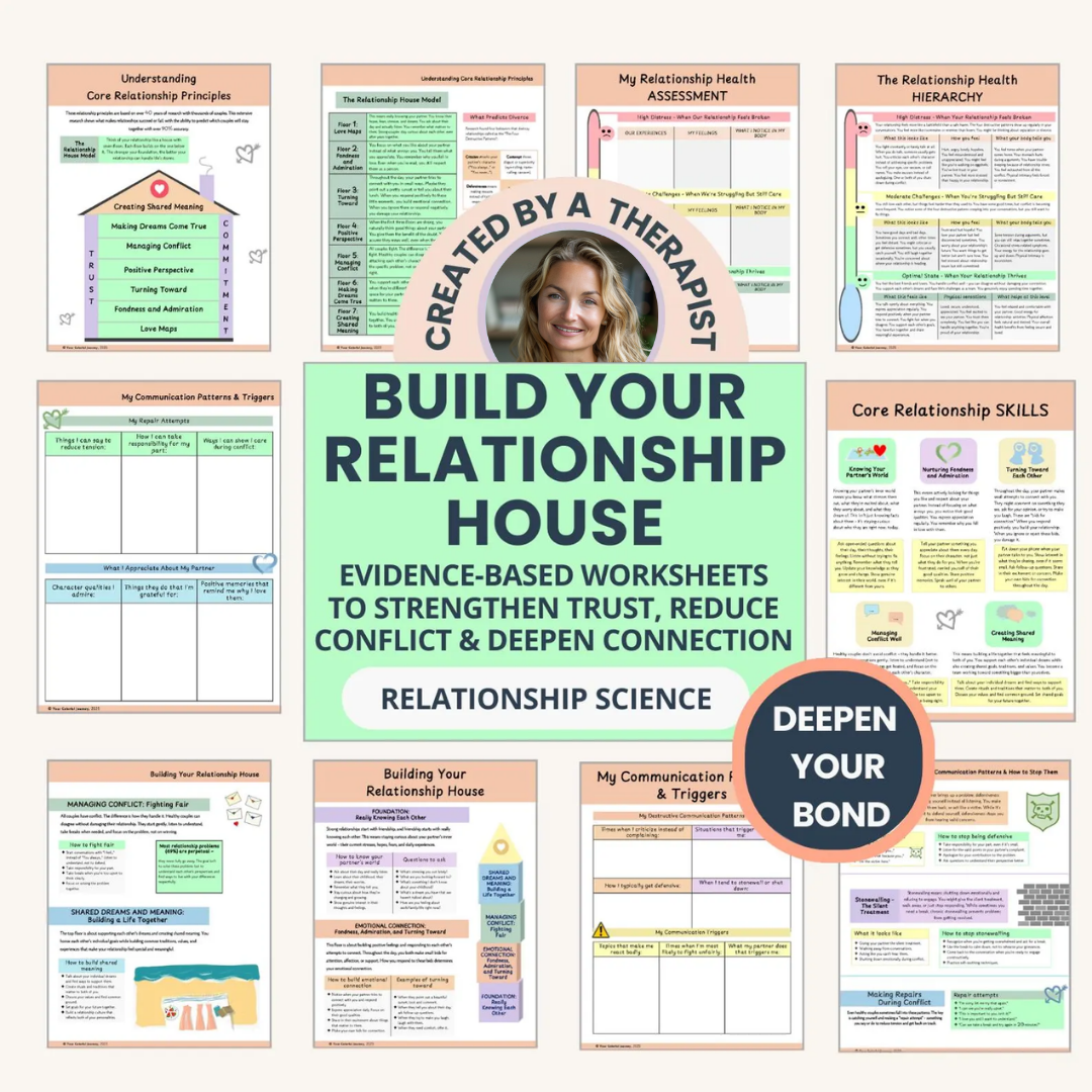 Build You Relationship House, Couples Therapy Worksheets, Therapist Designed Relationship Guide, Communication & Conflict Skills, Emotional Intimacy