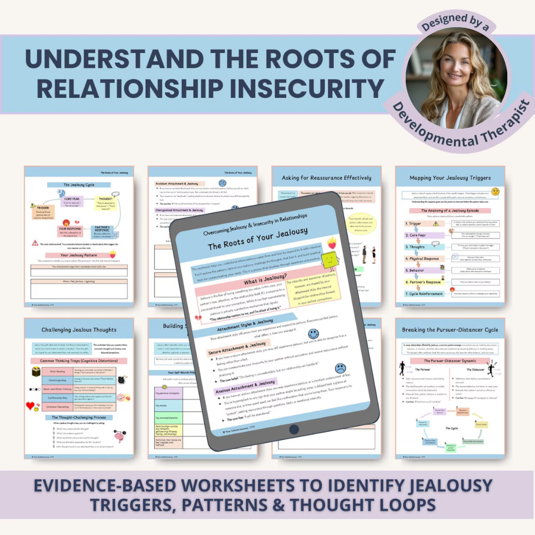 Relationship Anxiety Worksheets, Jealousy, Insecurity & Trust Building Exercises for Couples and Counseling