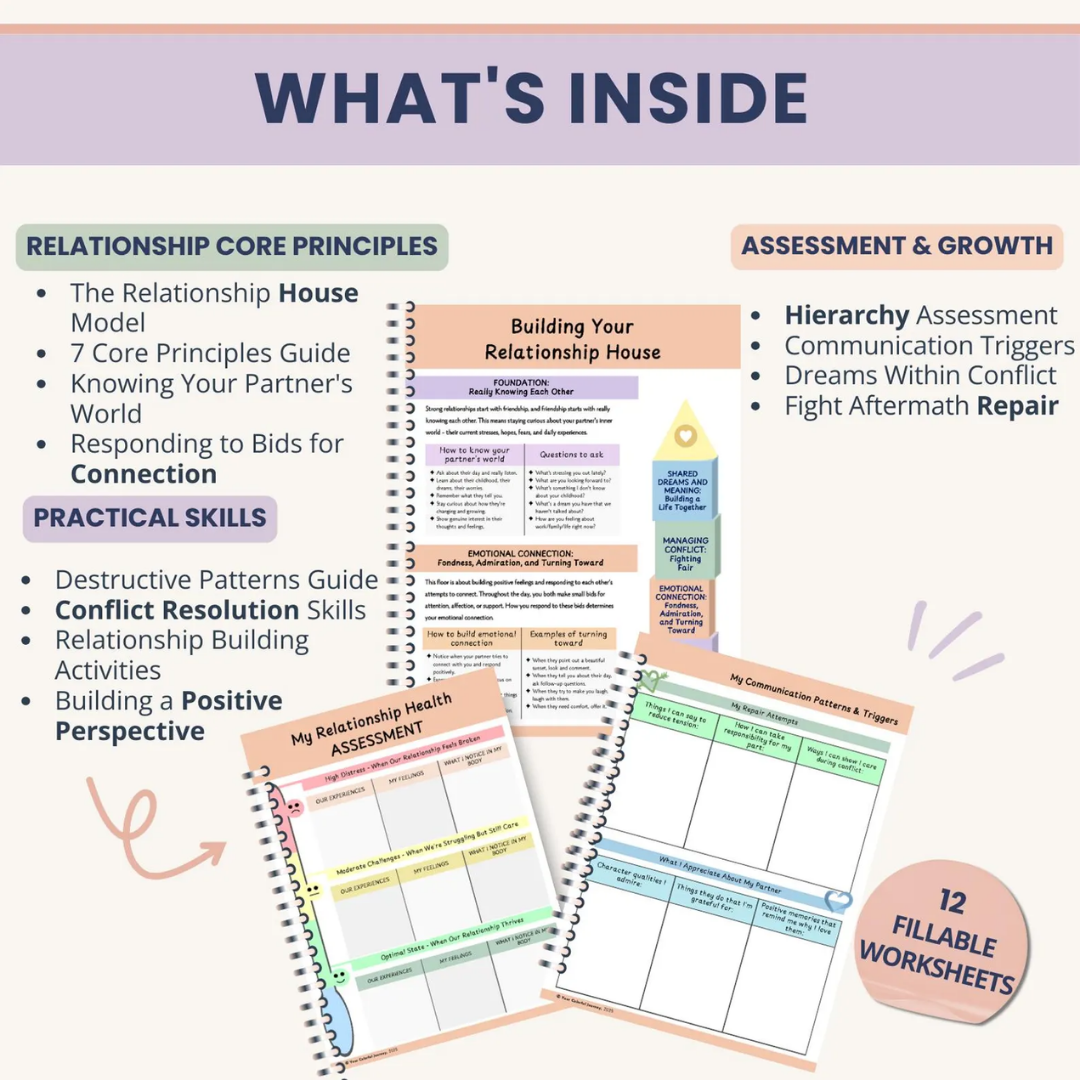 Build You Relationship House, Couples Therapy Worksheets, Therapist Designed Relationship Guide, Communication & Conflict Skills, Emotional Intimacy