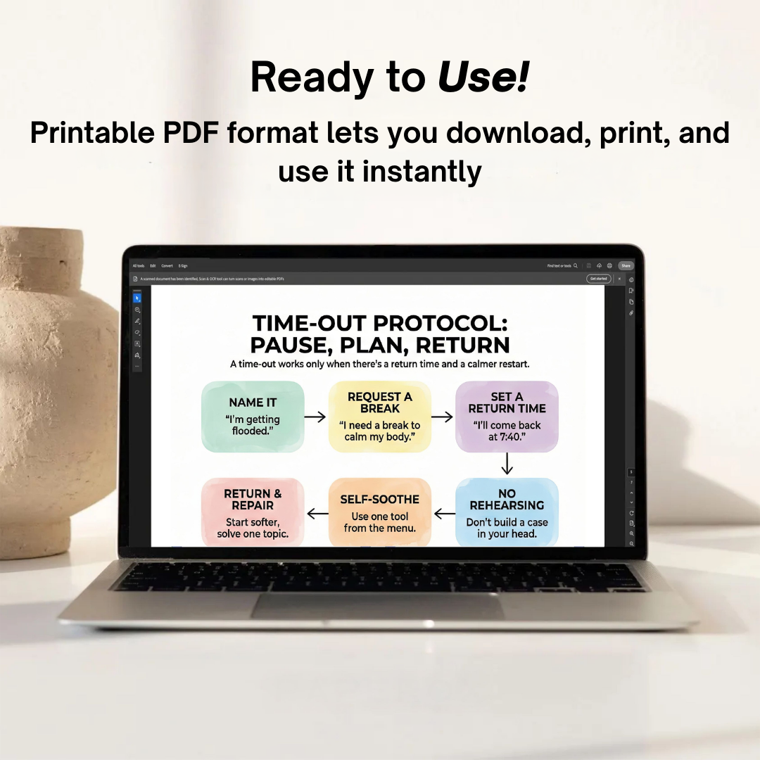 Gottman Method Workbook, Couples Communication Worksheets, Relationship Skills Cheat Sheets + Skills Wheel Poster Printable PDF