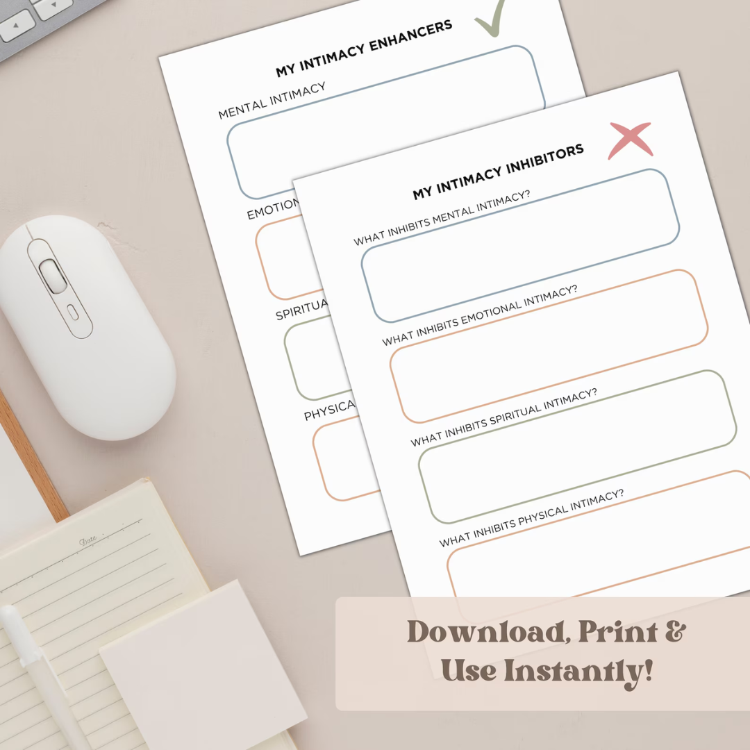 Couples Therapy Intimacy Worksheet: Enhancers & Inhibitors (PDF)