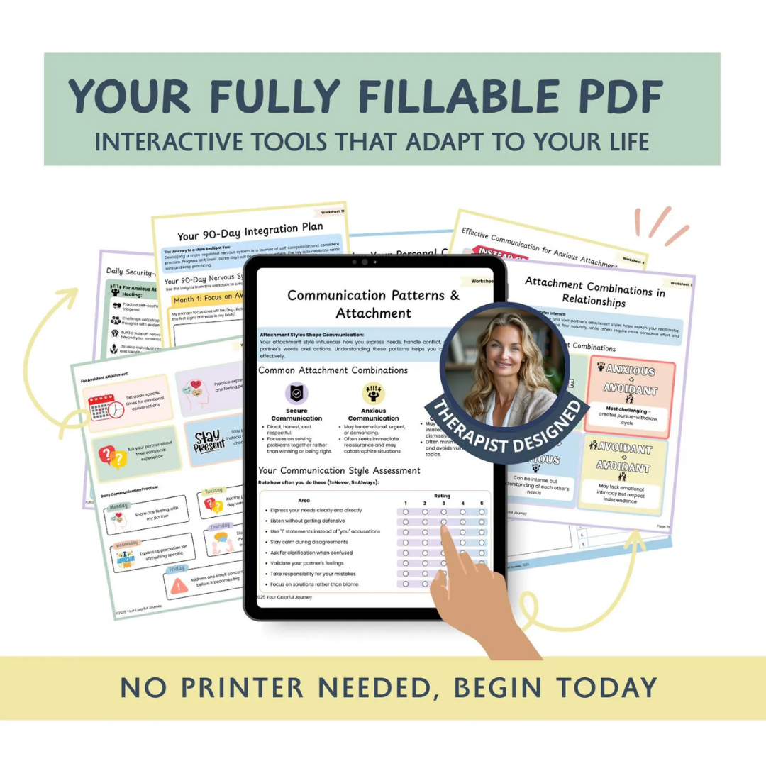 Attachment Styles Workbook, Healing Anxious & Avoidant Patterns for Secure Relationships