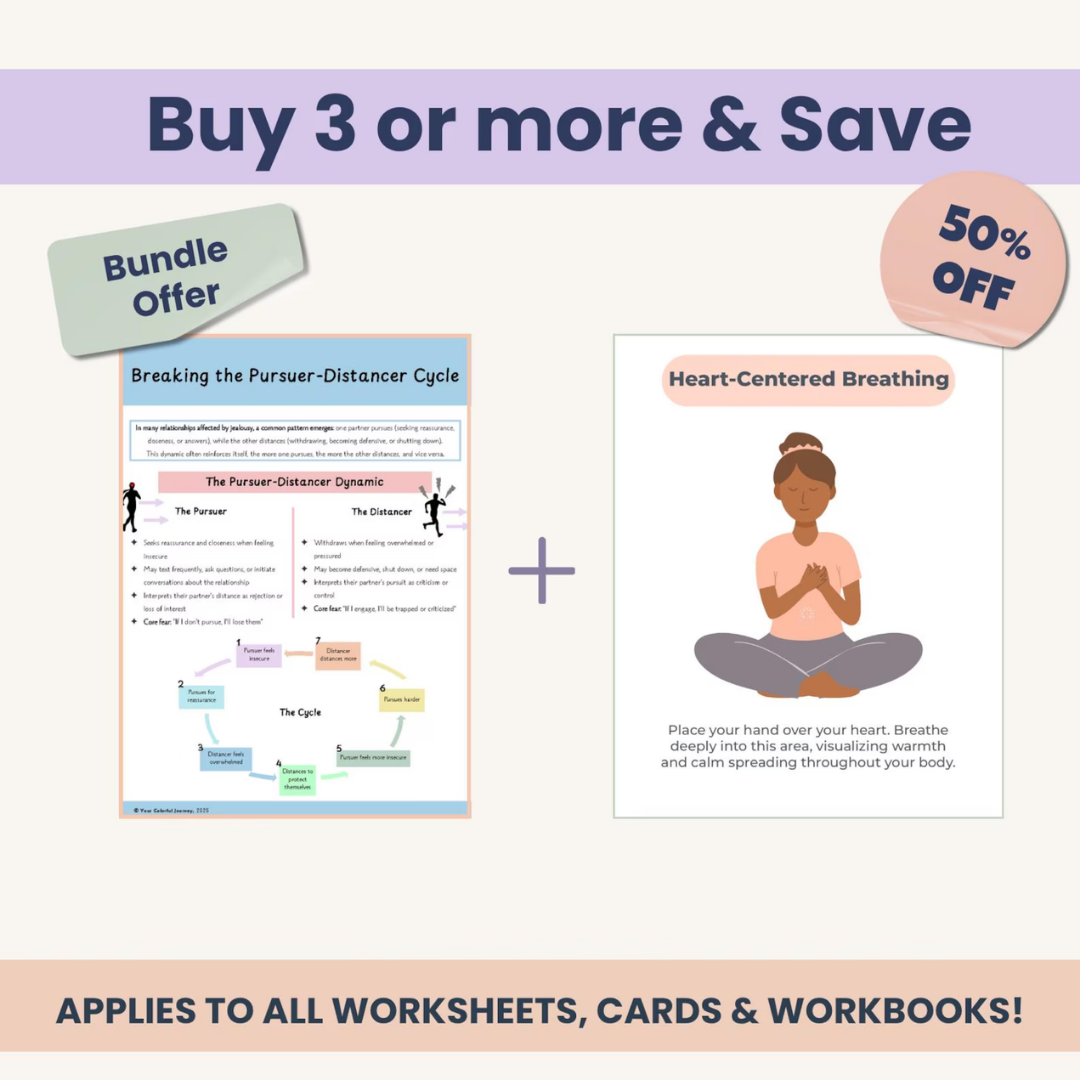 Relationship Anxiety Worksheets, Jealousy, Insecurity & Trust Building Exercises for Couples and Counseling