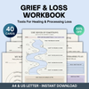Grief & Loss Workbook, 50 Pages, Coping Skills, Reflection Prompts, Emotional Resilience, Healing