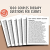 1000 Couples Therapy Questions, Marriage Session Questions, Couples Interventions, Communication Tools