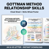 Gottman Method Workbook, Couples Communication Worksheets, Relationship Skills Cheat Sheets + Skills Wheel Poster Printable PDF