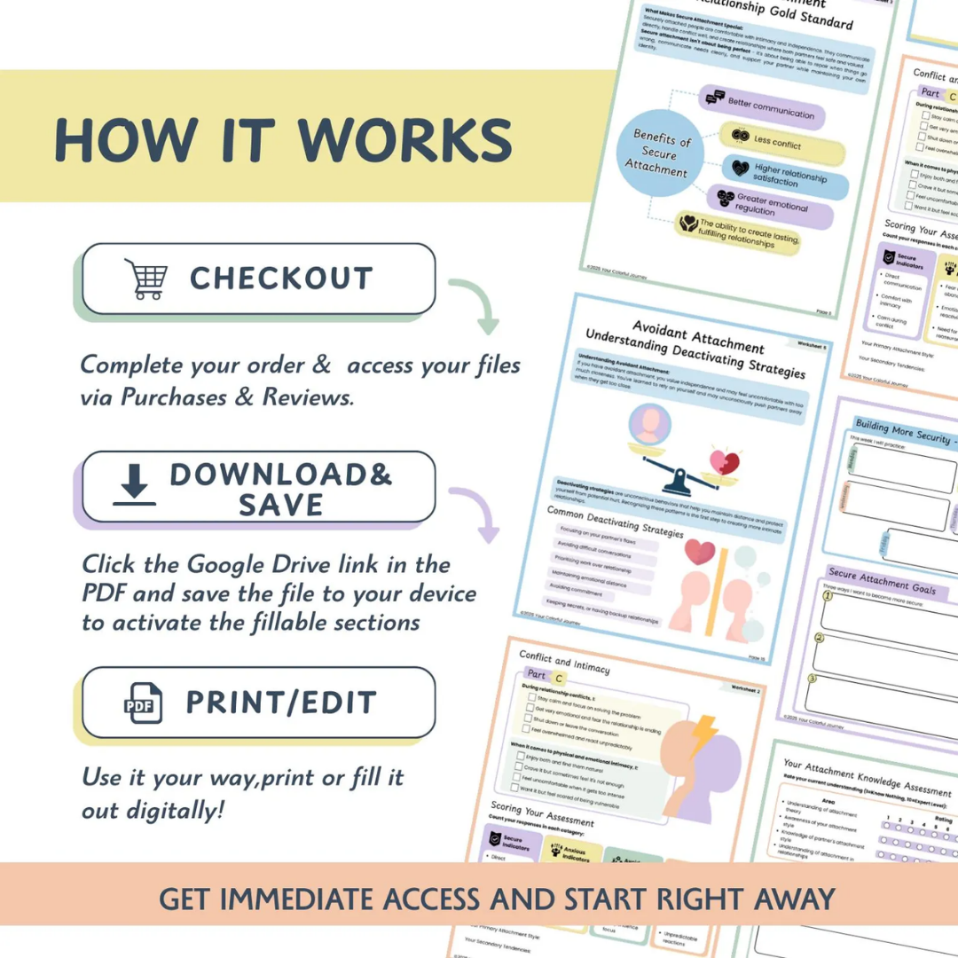 Attachment Styles Workbook, Healing Anxious & Avoidant Patterns for Secure Relationships