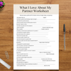 What I Love About My Partner Worksheet, Couples Communication, Trust & Emotional Awareness